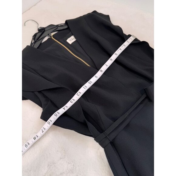 New Eliza J Women's Size 10 Black Sleeveless Sheath Midi Dress with Belt - Picture 4 of 14